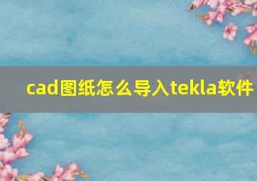 cad图纸怎么导入tekla软件