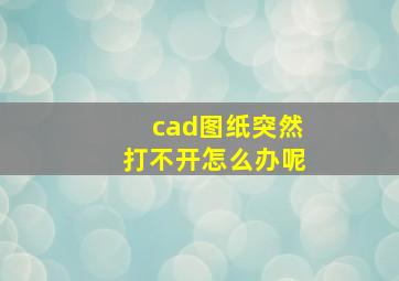 cad图纸突然打不开怎么办呢