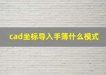 cad坐标导入手簿什么模式