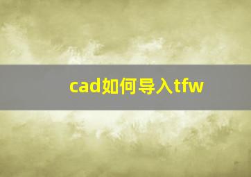 cad如何导入tfw