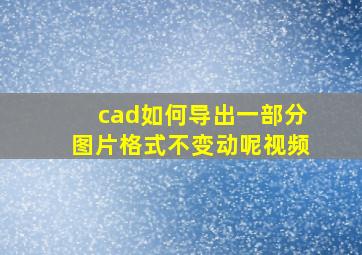 cad如何导出一部分图片格式不变动呢视频