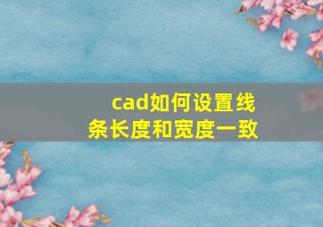 cad如何设置线条长度和宽度一致