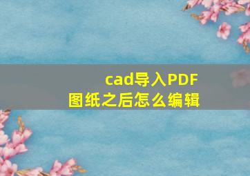 cad导入PDF图纸之后怎么编辑