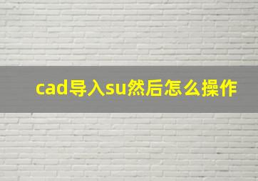 cad导入su然后怎么操作