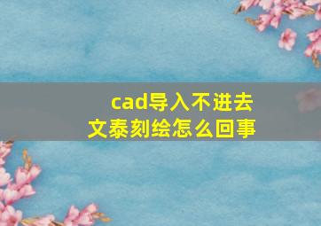 cad导入不进去文泰刻绘怎么回事