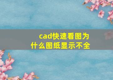 cad快速看图为什么图纸显示不全