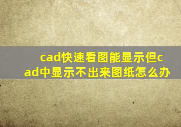 cad快速看图能显示但cad中显示不出来图纸怎么办