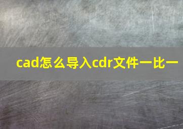 cad怎么导入cdr文件一比一