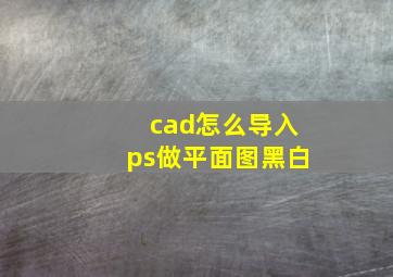 cad怎么导入ps做平面图黑白