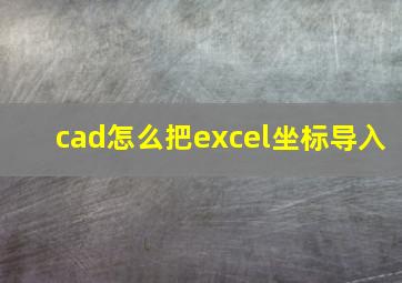 cad怎么把excel坐标导入