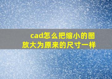 cad怎么把缩小的图放大为原来的尺寸一样