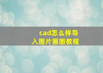 cad怎么样导入图片画图教程