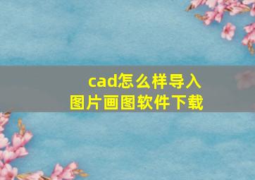 cad怎么样导入图片画图软件下载