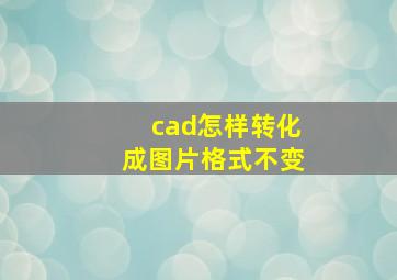 cad怎样转化成图片格式不变