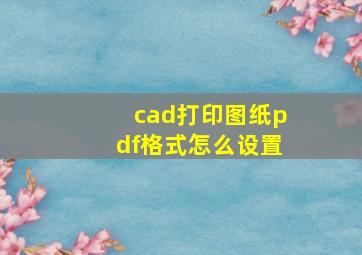 cad打印图纸pdf格式怎么设置