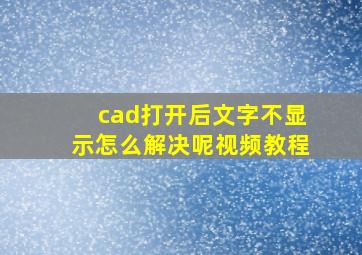 cad打开后文字不显示怎么解决呢视频教程