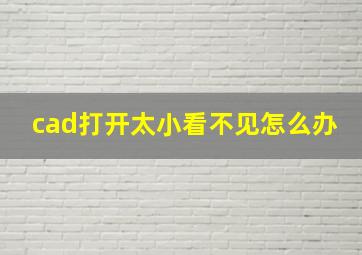 cad打开太小看不见怎么办