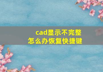 cad显示不完整怎么办恢复快捷键