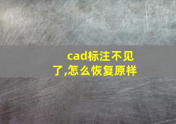 cad标注不见了,怎么恢复原样