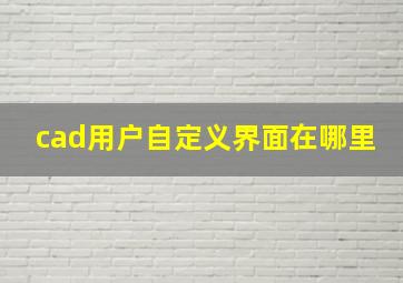 cad用户自定义界面在哪里