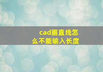 cad画直线怎么不能输入长度