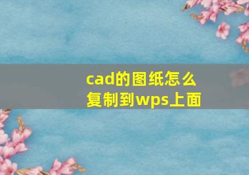 cad的图纸怎么复制到wps上面