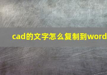 cad的文字怎么复制到word