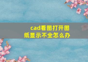 cad看图打开图纸显示不全怎么办