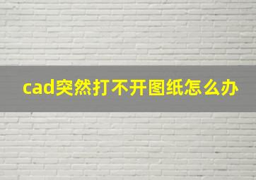 cad突然打不开图纸怎么办