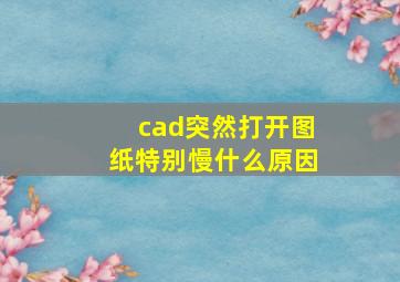 cad突然打开图纸特别慢什么原因