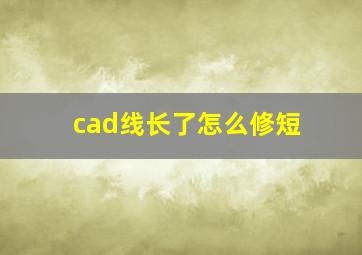 cad线长了怎么修短