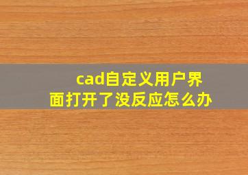 cad自定义用户界面打开了没反应怎么办