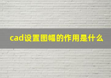 cad设置图幅的作用是什么