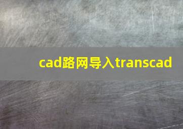 cad路网导入transcad