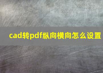 cad转pdf纵向横向怎么设置