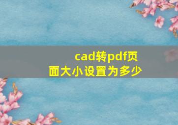 cad转pdf页面大小设置为多少