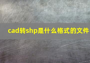 cad转shp是什么格式的文件