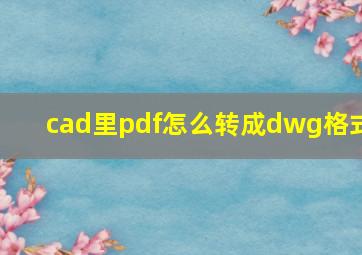 cad里pdf怎么转成dwg格式