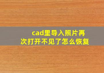 cad里导入照片再次打开不见了怎么恢复