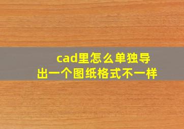 cad里怎么单独导出一个图纸格式不一样