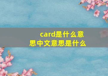 card是什么意思中文意思是什么