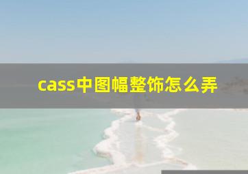 cass中图幅整饰怎么弄