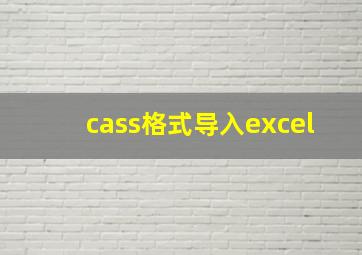 cass格式导入excel