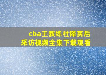 cba主教练杜锋赛后采访视频全集下载观看