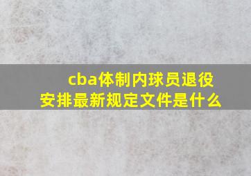 cba体制内球员退役安排最新规定文件是什么