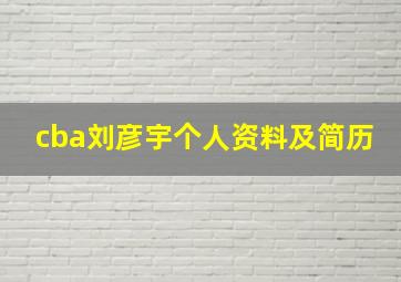 cba刘彦宇个人资料及简历