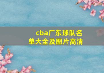 cba广东球队名单大全及图片高清