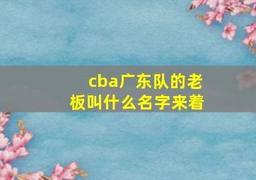 cba广东队的老板叫什么名字来着