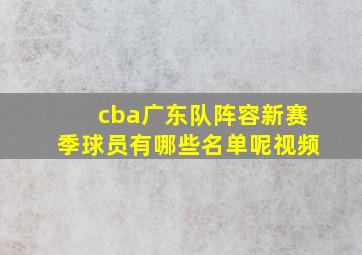 cba广东队阵容新赛季球员有哪些名单呢视频