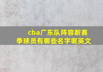 cba广东队阵容新赛季球员有哪些名字呢英文